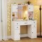 White Vanity Set with LED Mirror, Charging Station & Ample Storage